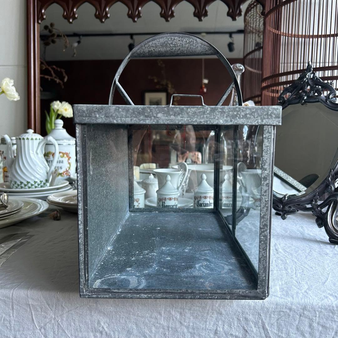 レア　フランスアンティーク　ブリキ　パンケース　ショーケース　両開　バタフライ式