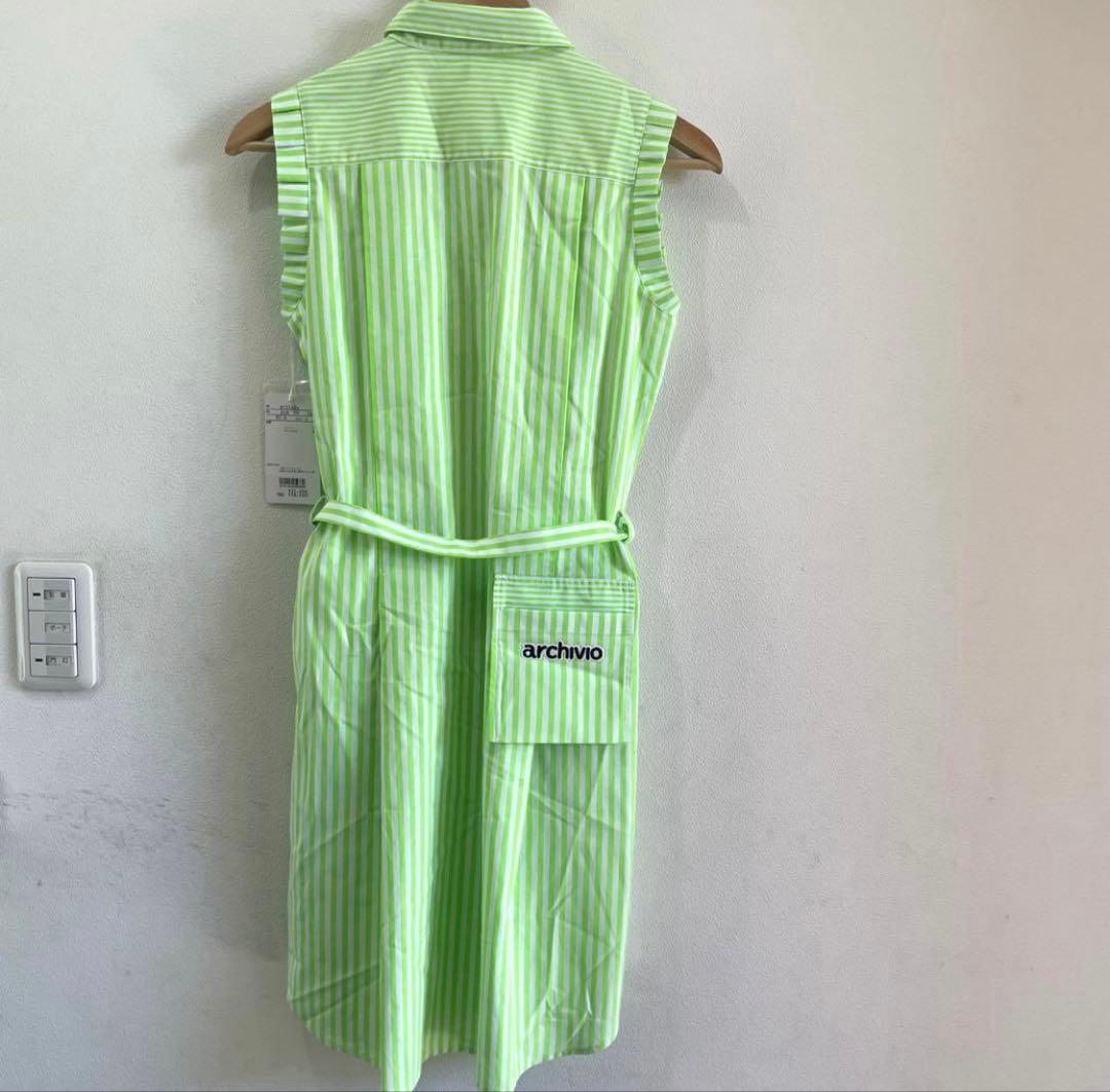 新品　archivio ストライプ ワンピース 36 グリーン