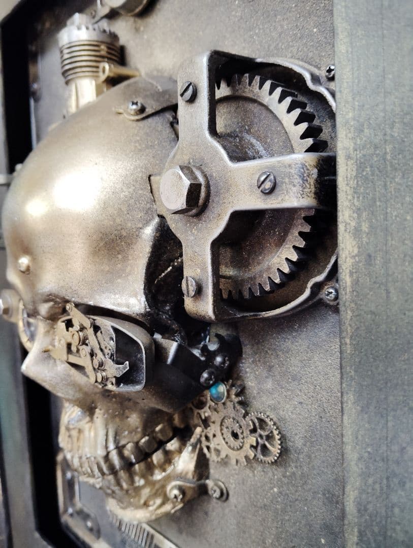 一点物 ハンドメイド スチームパンク スカル 立体壁掛けアート オブジェ