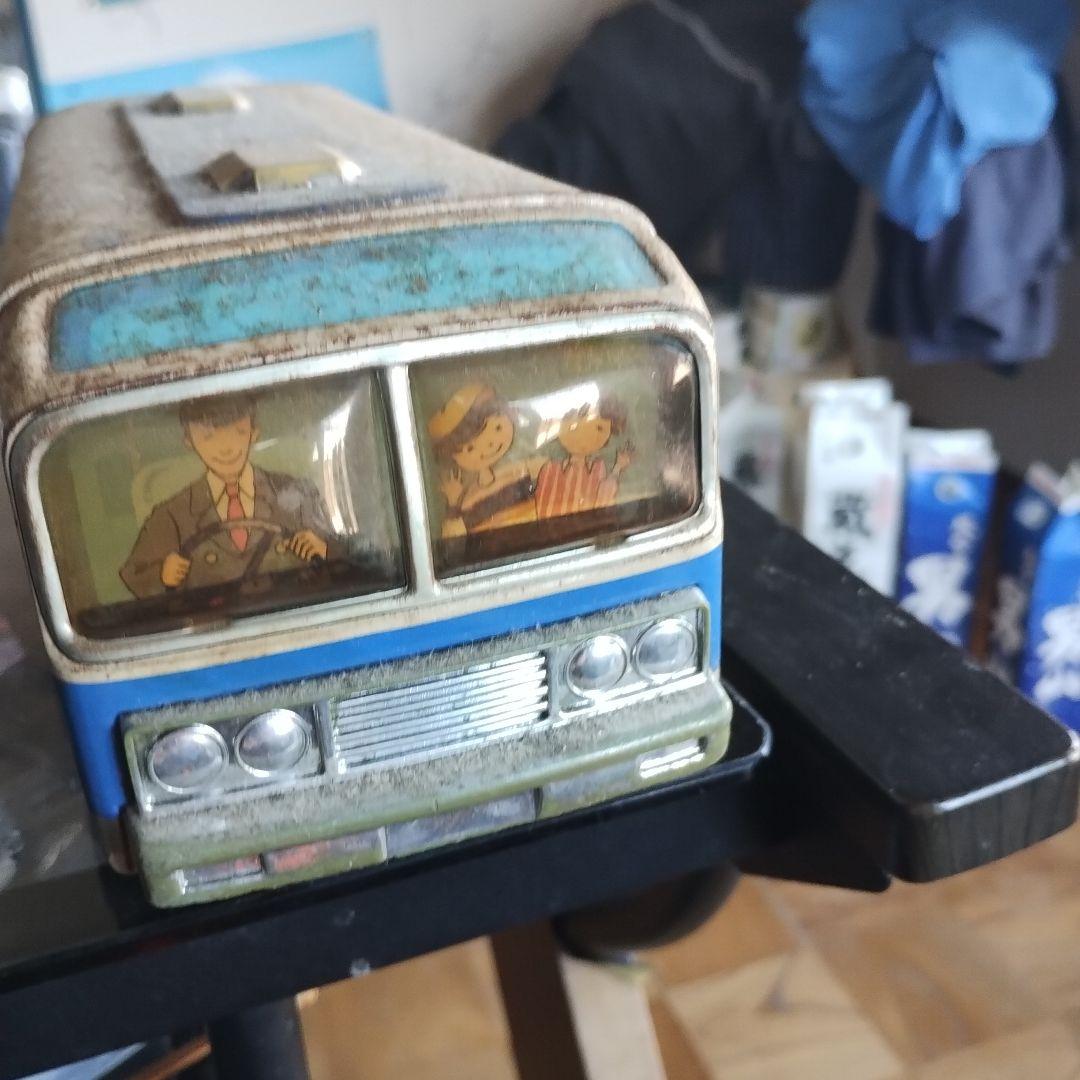 バス型おもちゃ 金属製 青と白