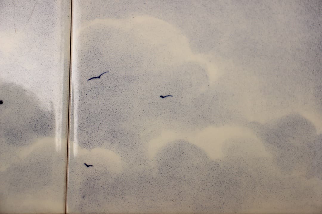 オランダ　デルフト　タイル画　タイルタブロー　額飾り　風車　船