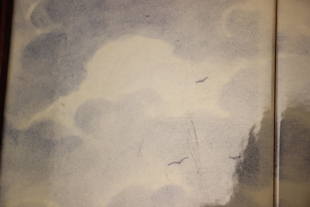 オランダ　デルフト　タイル画　タイルタブロー　額飾り　風車　船