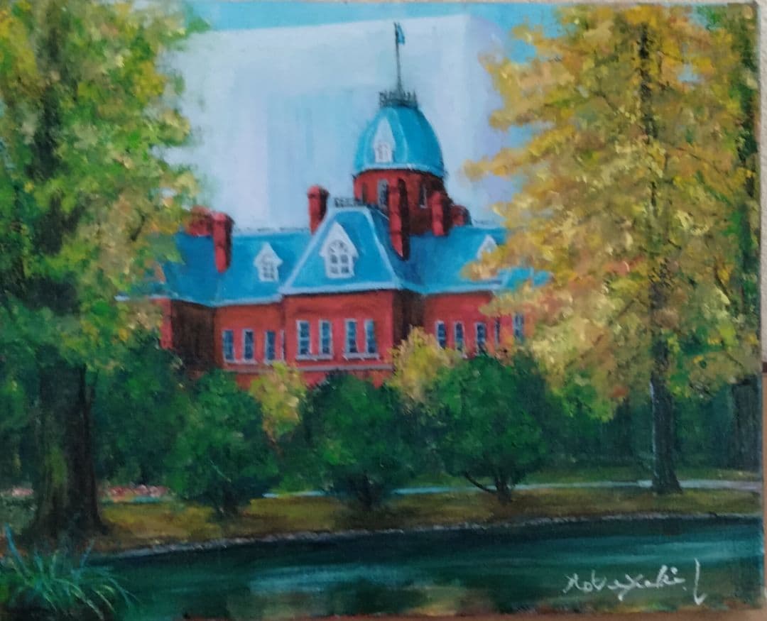 油絵　秋彩（旧・北海道庁舎)Ｆ3 洋画家　池畠 史幸　新作肉筆画