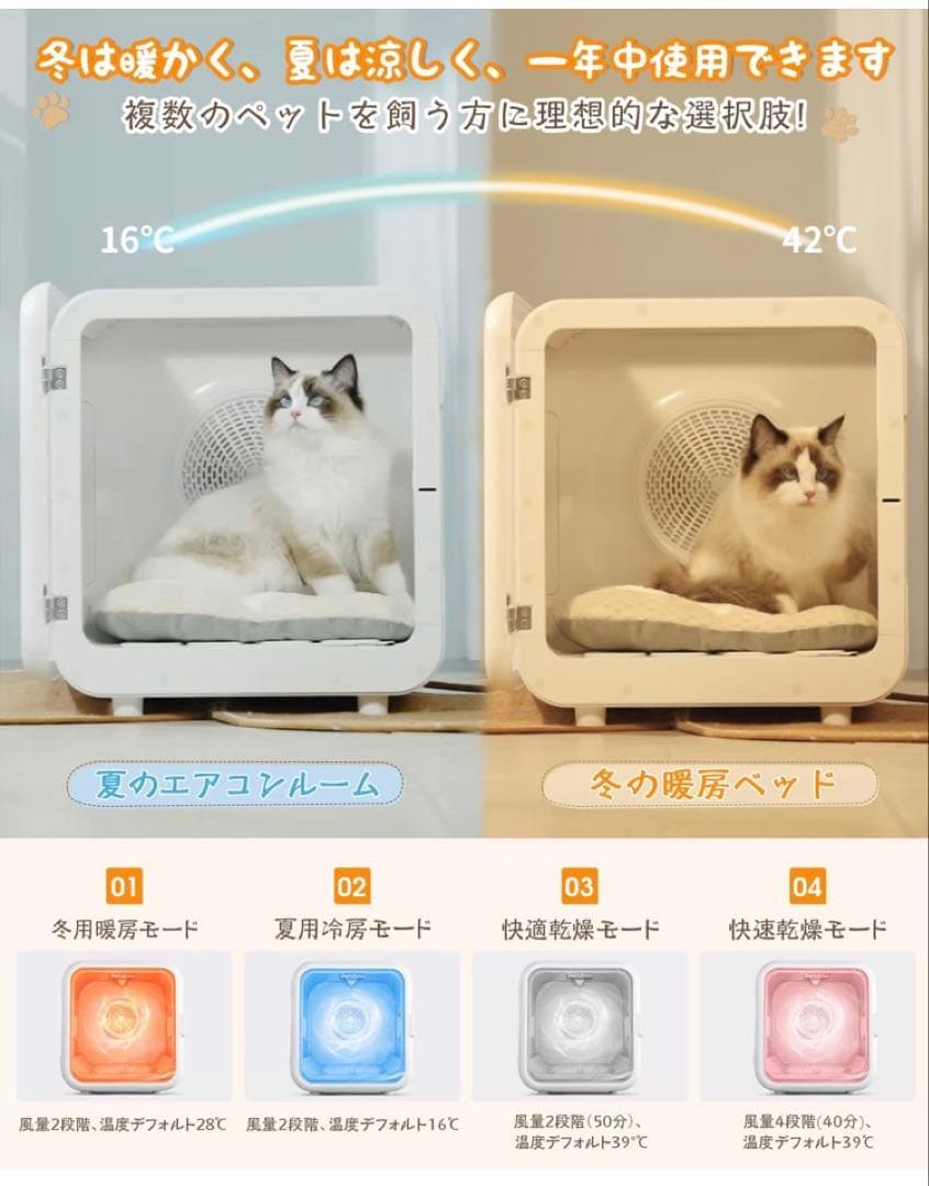 新品未使用　Petaboo ペット乾燥機　ペットドライヤー　MH66T 72L