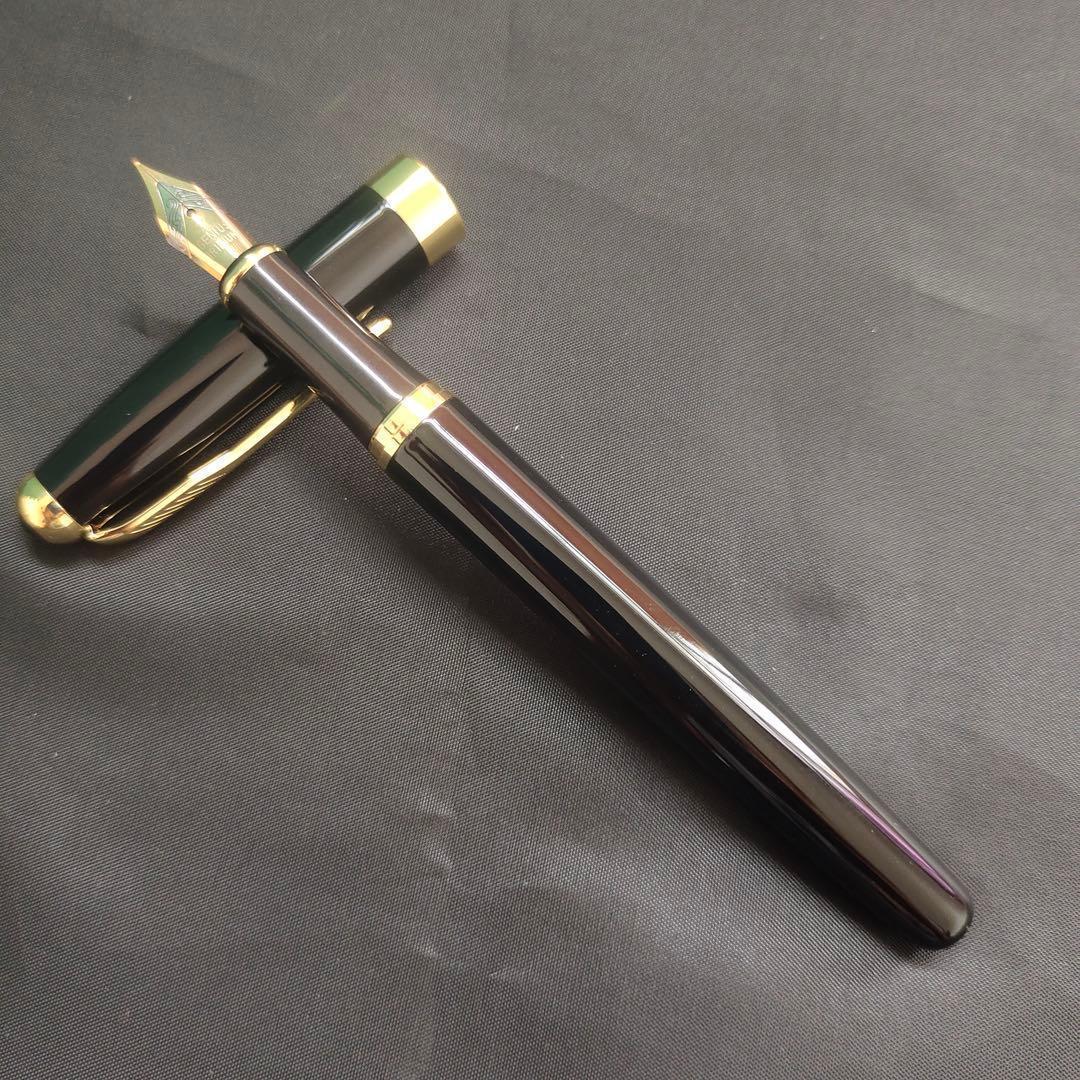 @黒い万年筆 金メッキ装飾67
