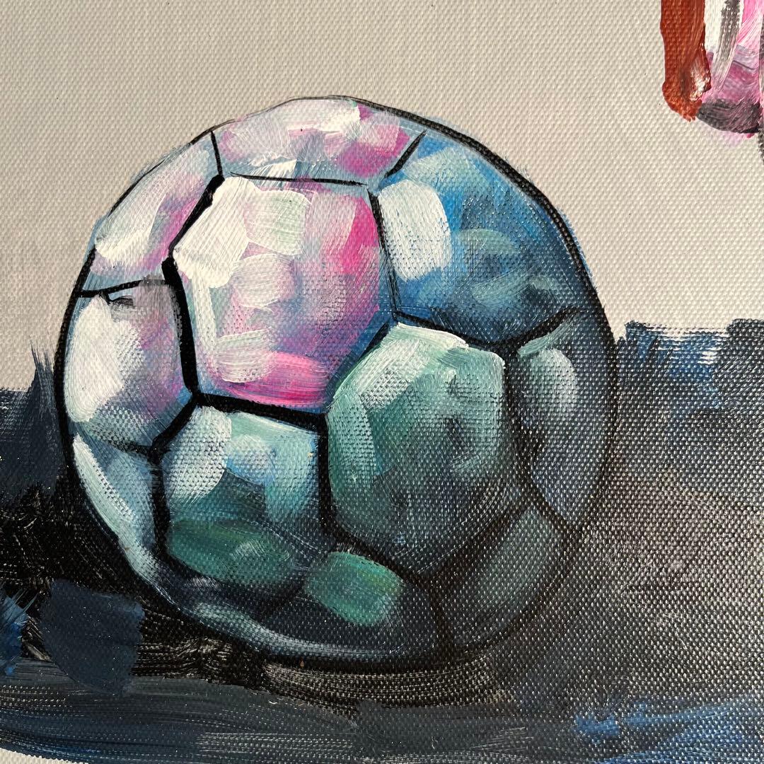 手書き油絵 フットドッグ 額付 絵画 インテリア 油彩画