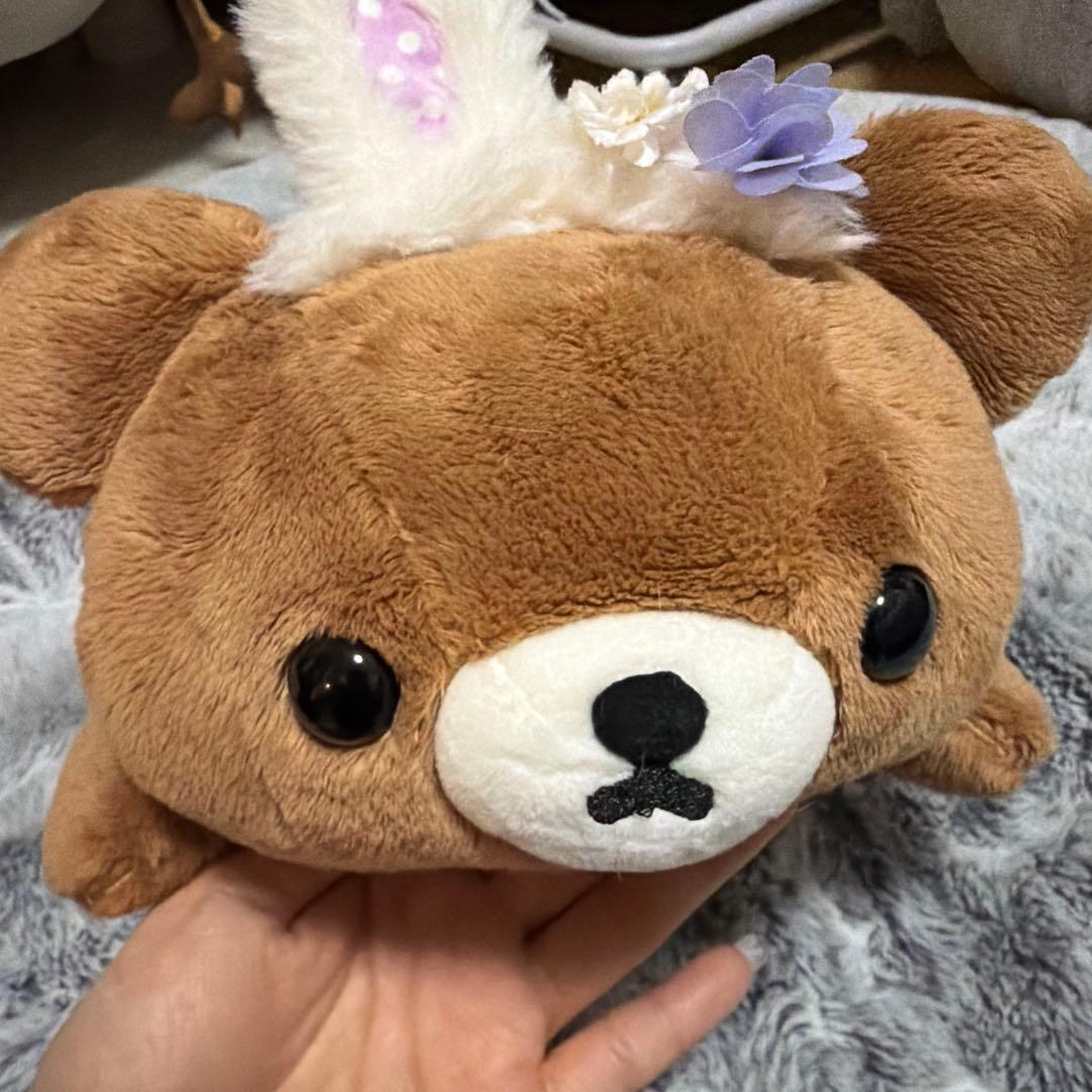 【チャイロイコグマ2点】くたくた抱きぐるみお花畑の小さな子うさぎ・3連ぬいぐるみ