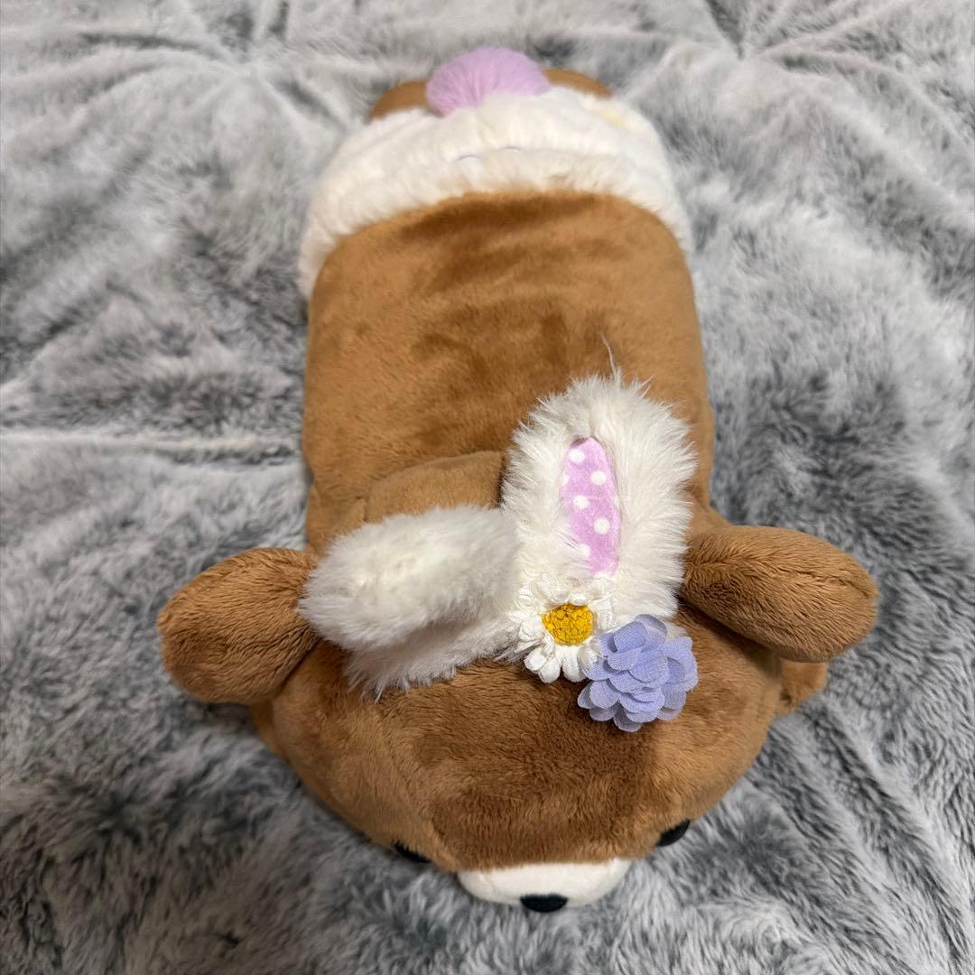 【チャイロイコグマ2点】くたくた抱きぐるみお花畑の小さな子うさぎ・3連ぬいぐるみ