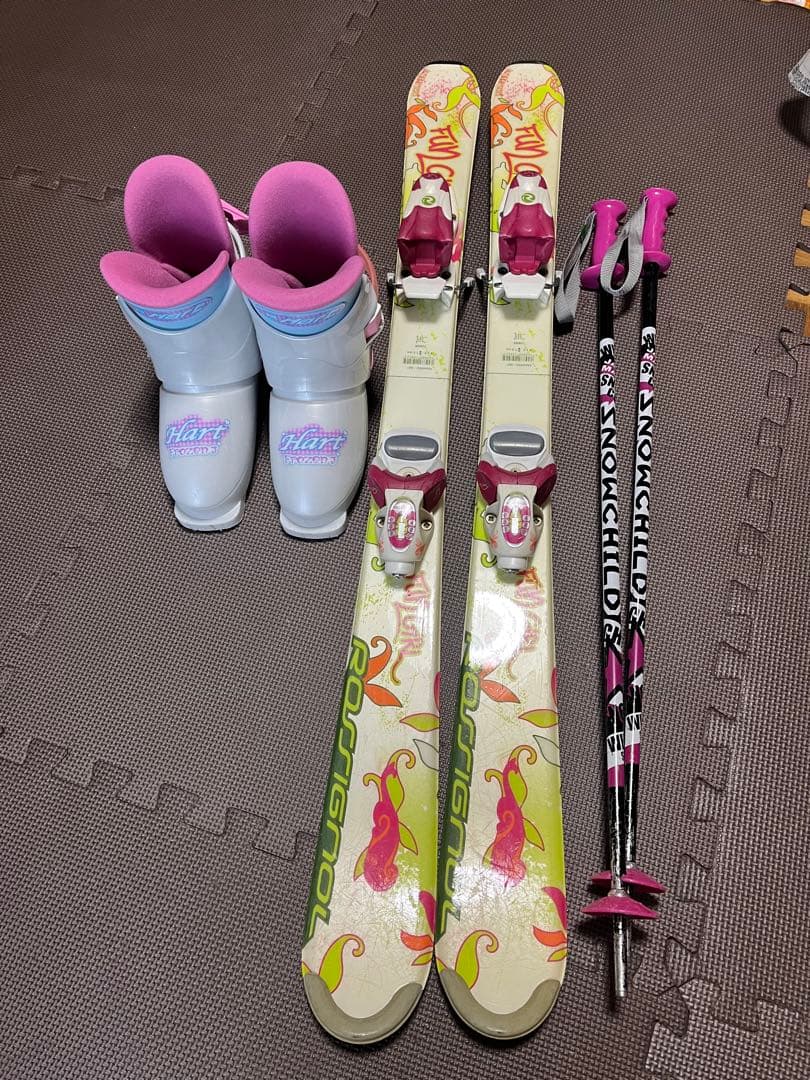 ロシニョール　キッズスキー板　ビンディング　ストック　靴2サイズ　計5点