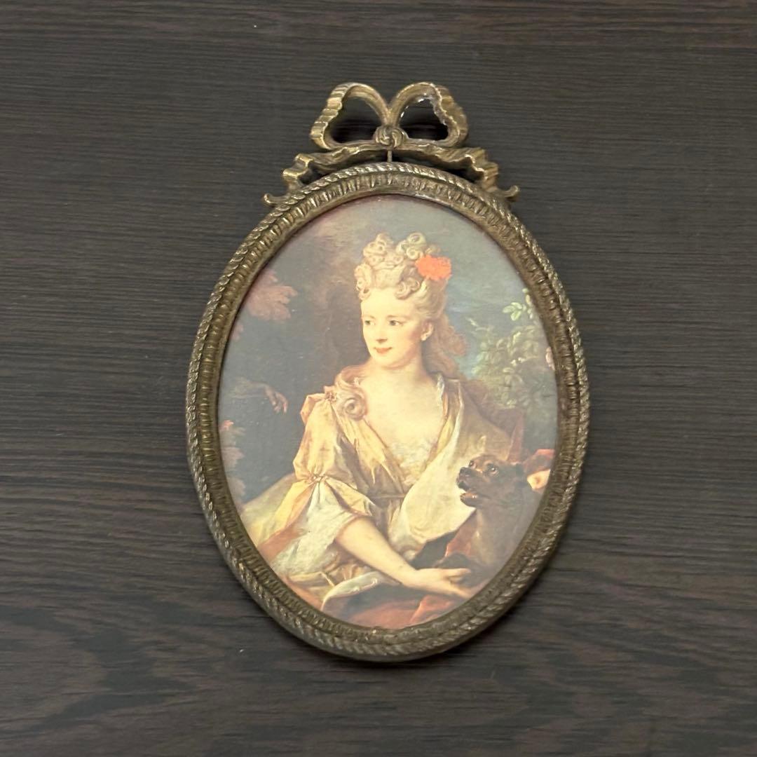 【イタリア製】ヴィンテージ オルモル アートフレーム ブラス 肖像画 オーバル型