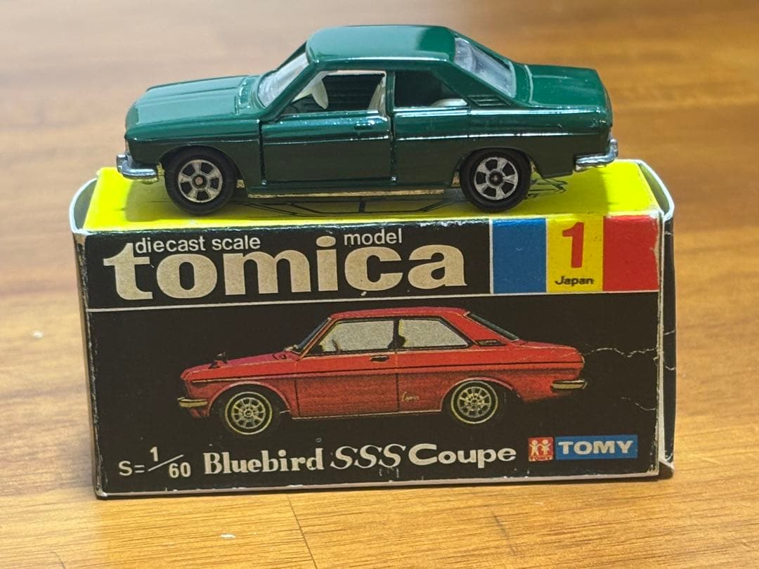 デ*ー様 黒箱最初期トミカ ブルーバード SSS クーペ　1Aホイール　緑　コピ