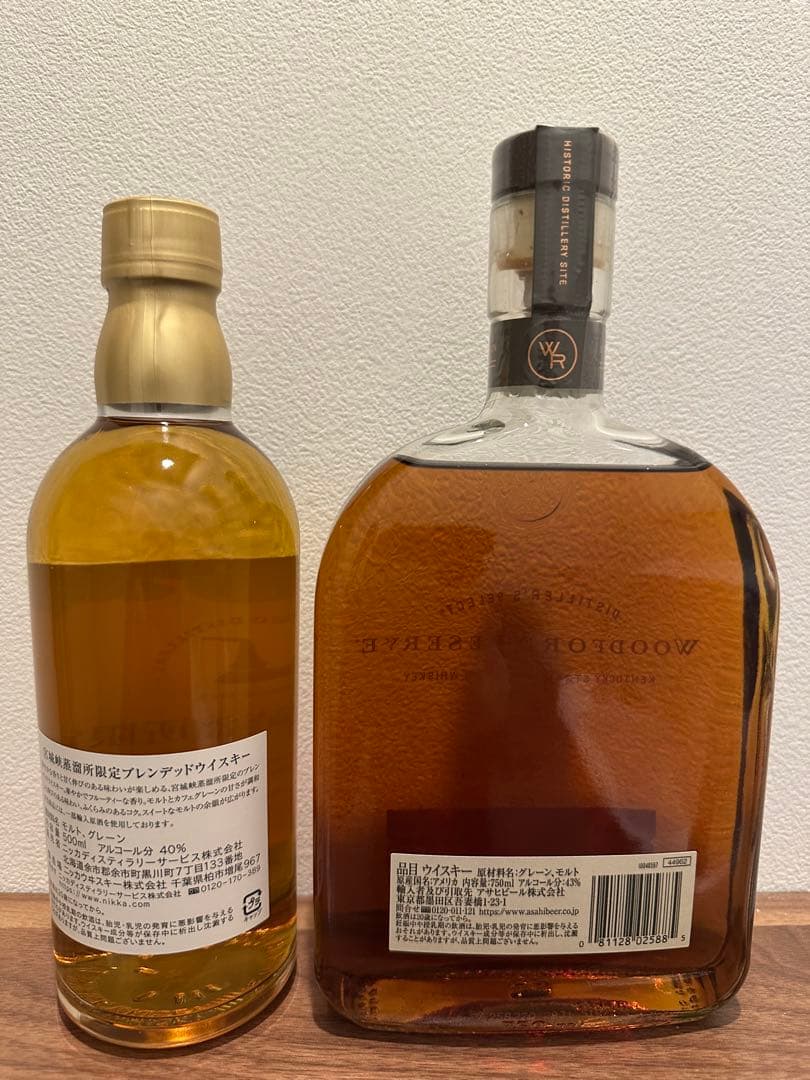 ウッドフォードリザーブ750mlとニッカウイスキー700mlセット