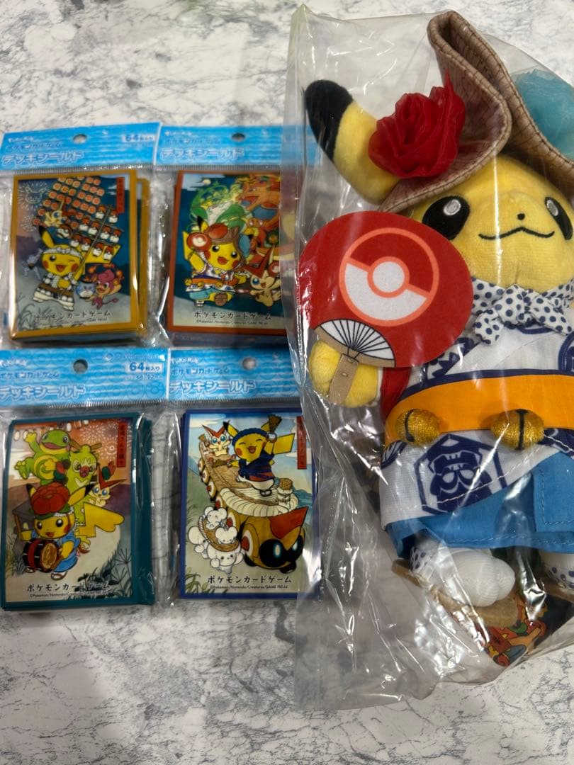 青森県 青森ねぶた祭り ピカチュウぬいぐるみ　デッキシールド4個セット
