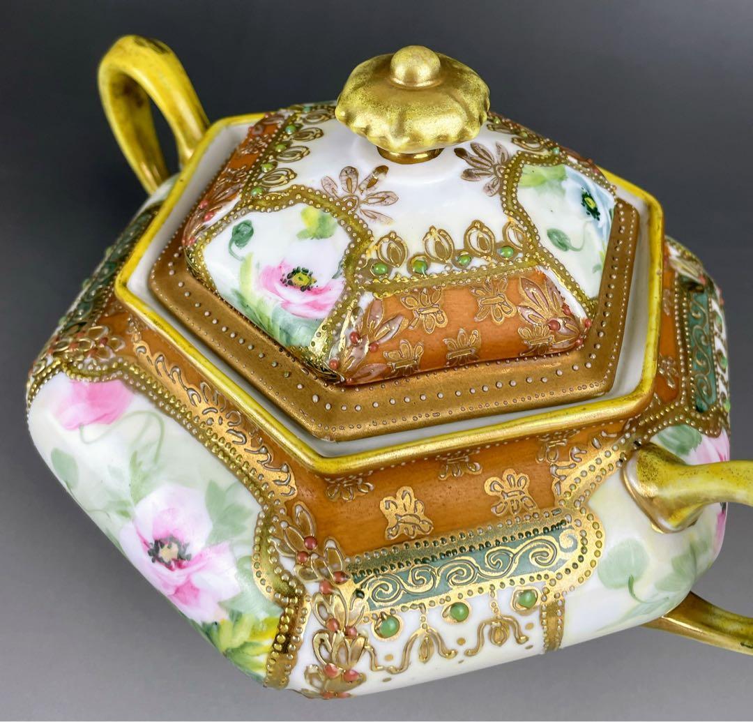 【希少】オールドノリタケ 約２４cm ポピー紋ジュエル付 ビスケットジャー