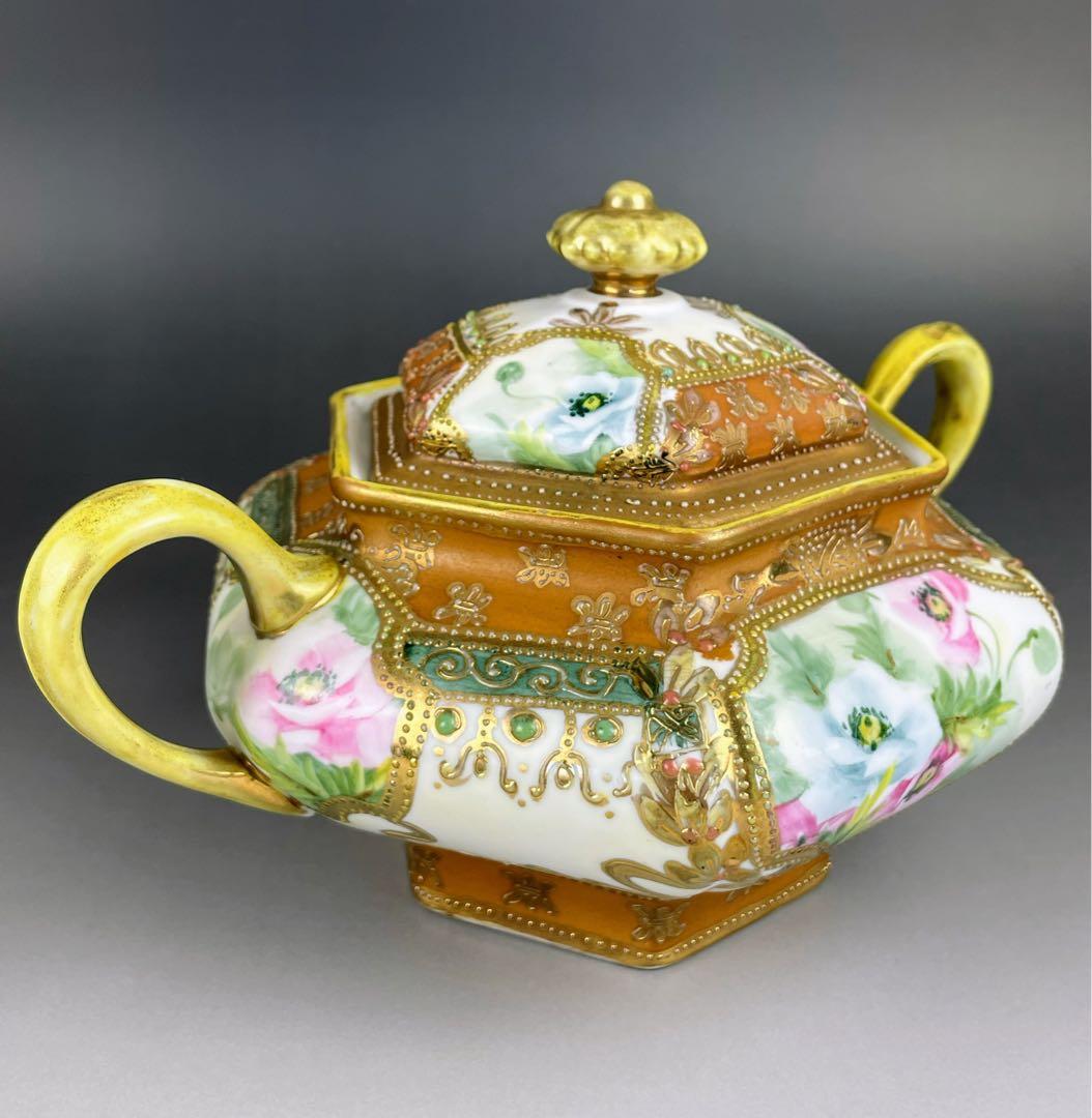 【希少】オールドノリタケ 約２４cm ポピー紋ジュエル付 ビスケットジャー