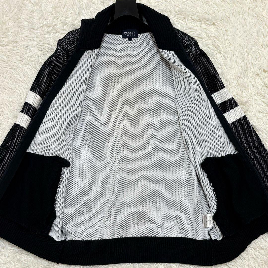 美品 パーリーゲイツ エンブレムロゴ ドライバーズニット ダブルジップ メッシュ