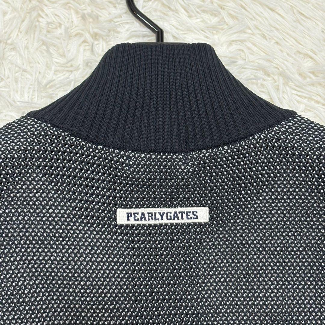 美品 パーリーゲイツ エンブレムロゴ ドライバーズニット ダブルジップ メッシュ