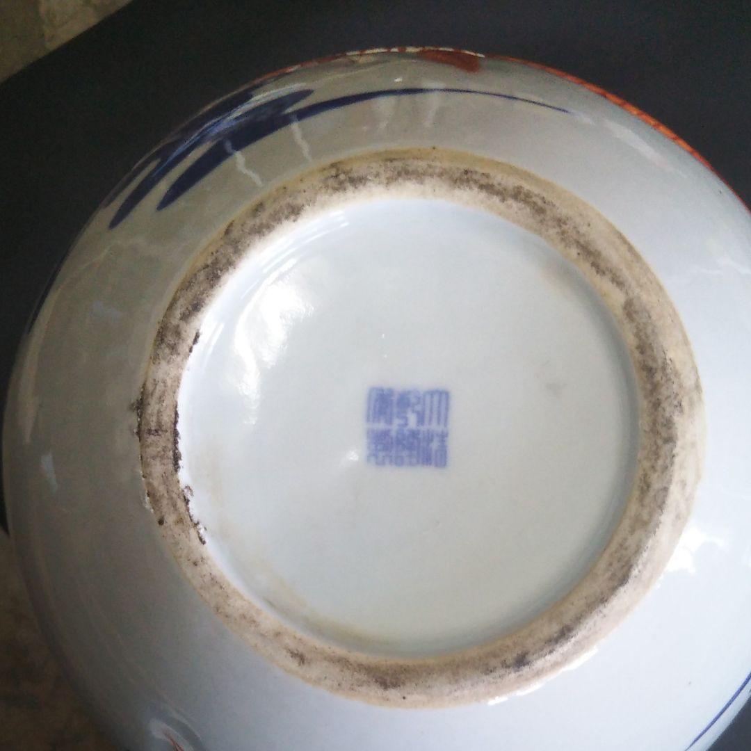 ※中国古美術/青花赤龍紋天球瓶/ (底款:大清乾隆年製)