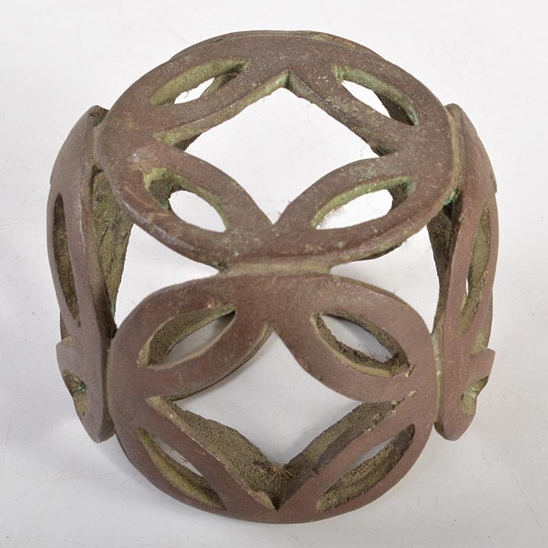 茶道具　釜師　高木治良兵衛作　唐銅　輪透蓋置　共箱　C　R6649