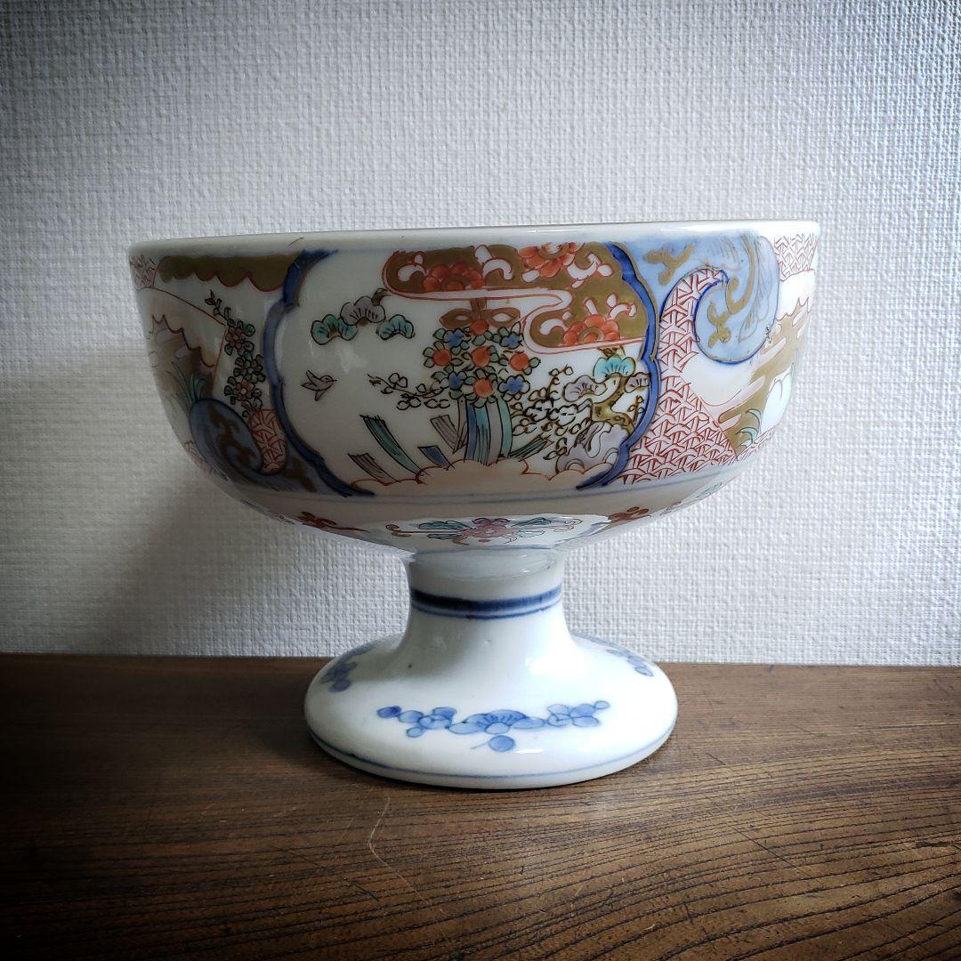 古伊万里　色絵　鳥　極楽浄土　盃洗　明治　訳あり　ニュウ