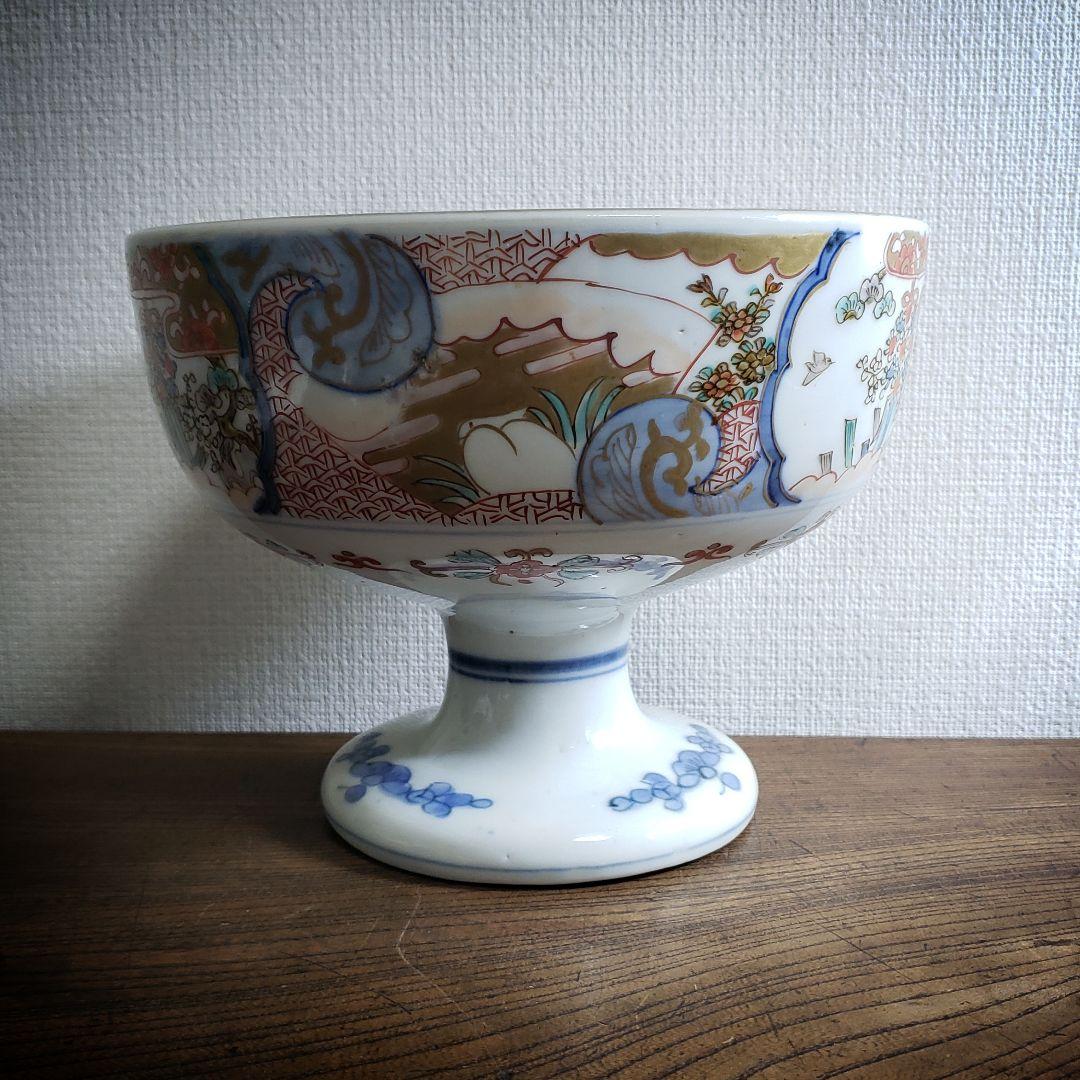 古伊万里　色絵　鳥　極楽浄土　盃洗　明治　訳あり　ニュウ