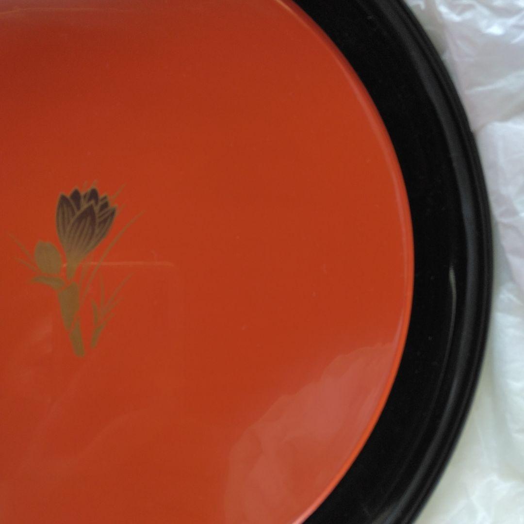 山中塗　要明研二　80 丸会席　サフラン　盆