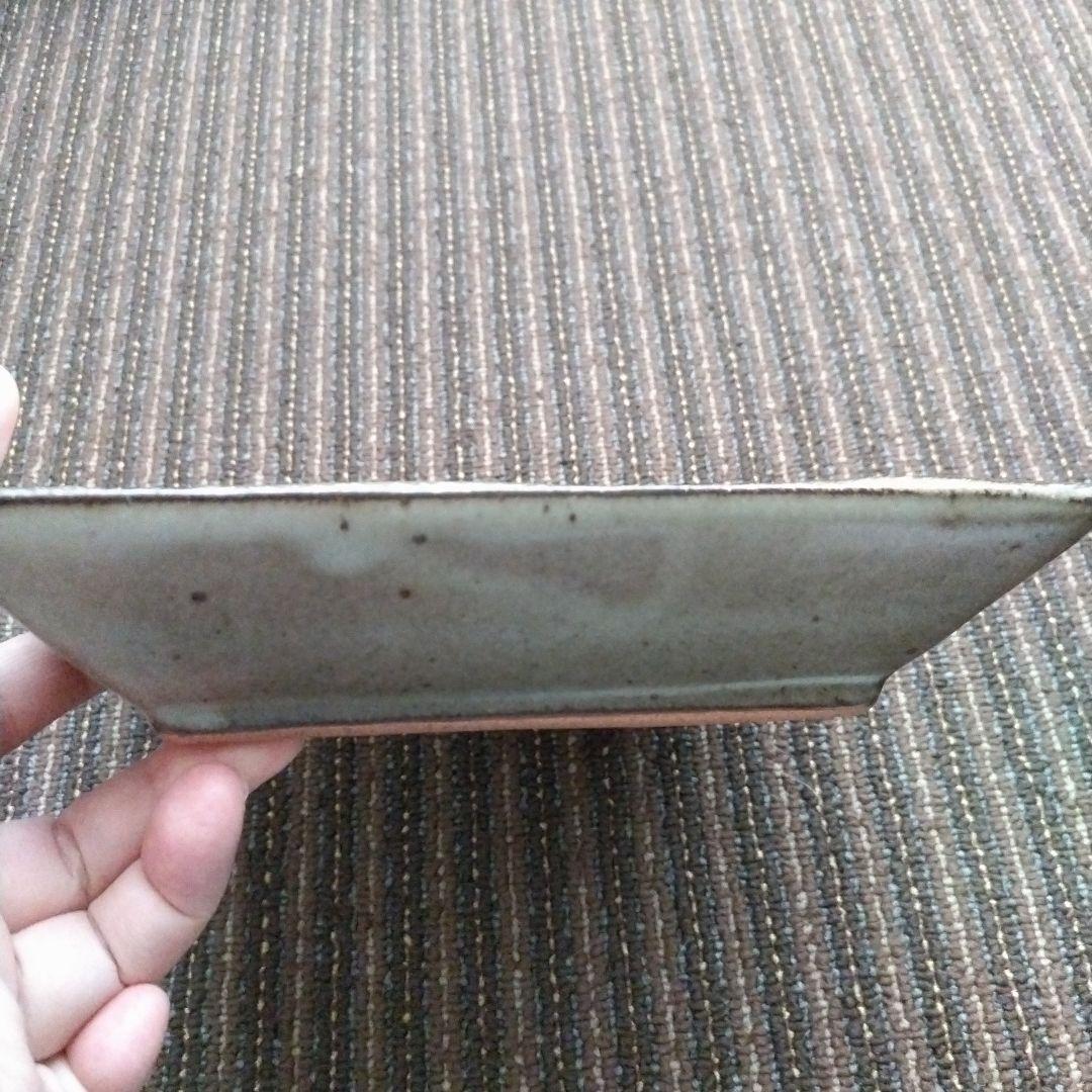 人間国宝　島岡達三　益子焼　地釉象嵌梅文　角皿　箱なし