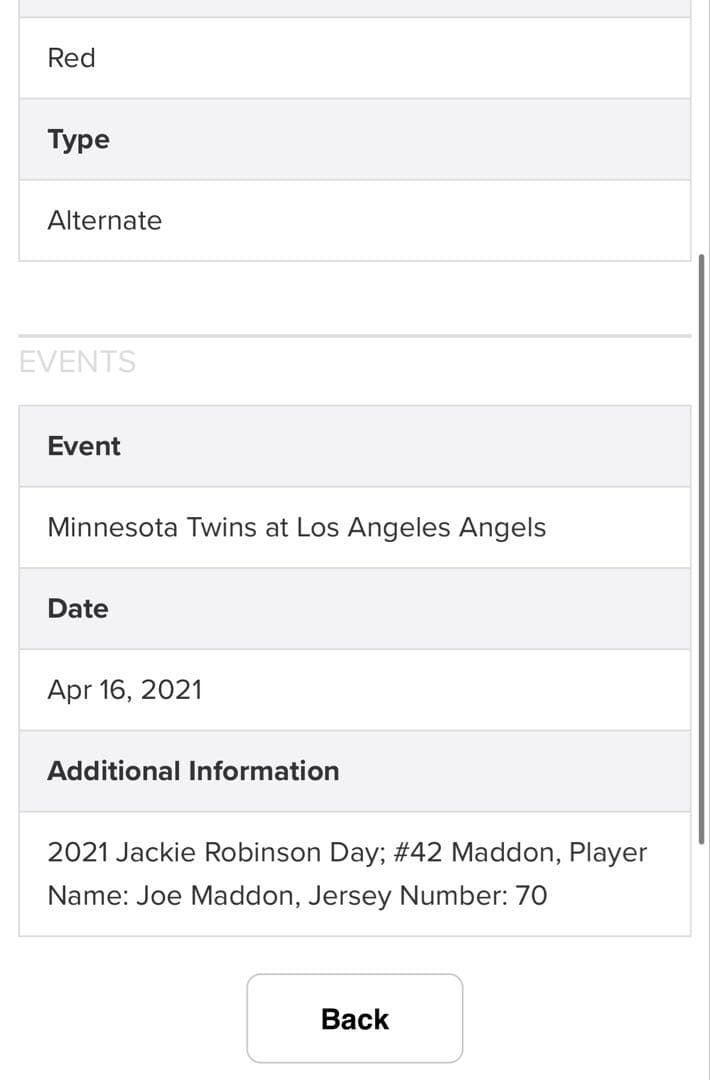 ロサンゼルス・エンゼルス　ジョー・マドン監督　実使用ユニフォーム