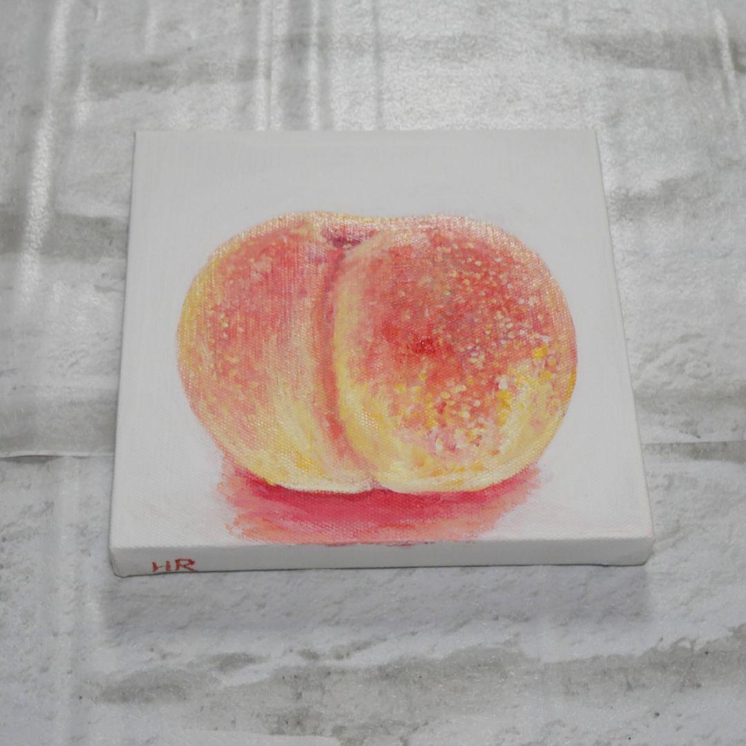 油絵 絵画 アートパネル【桃】