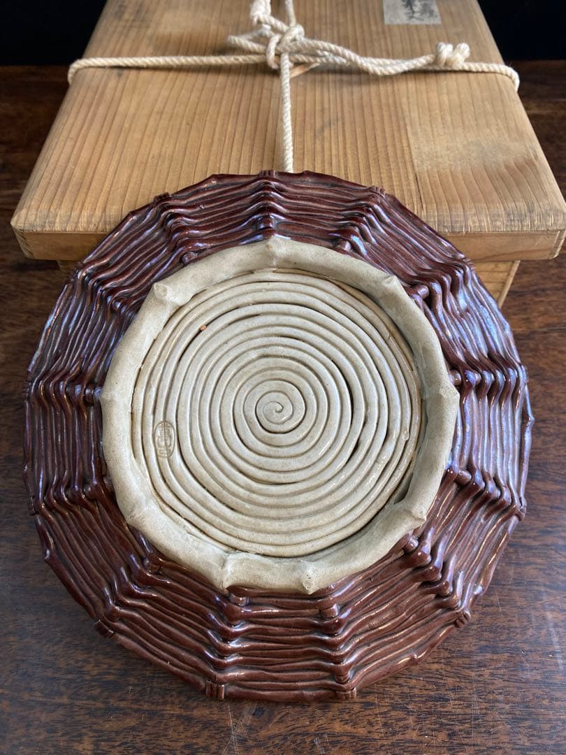 萬古焼陶器皿　日本陶磁器　工芸品　骨董品　美術品　置物　お皿　食器