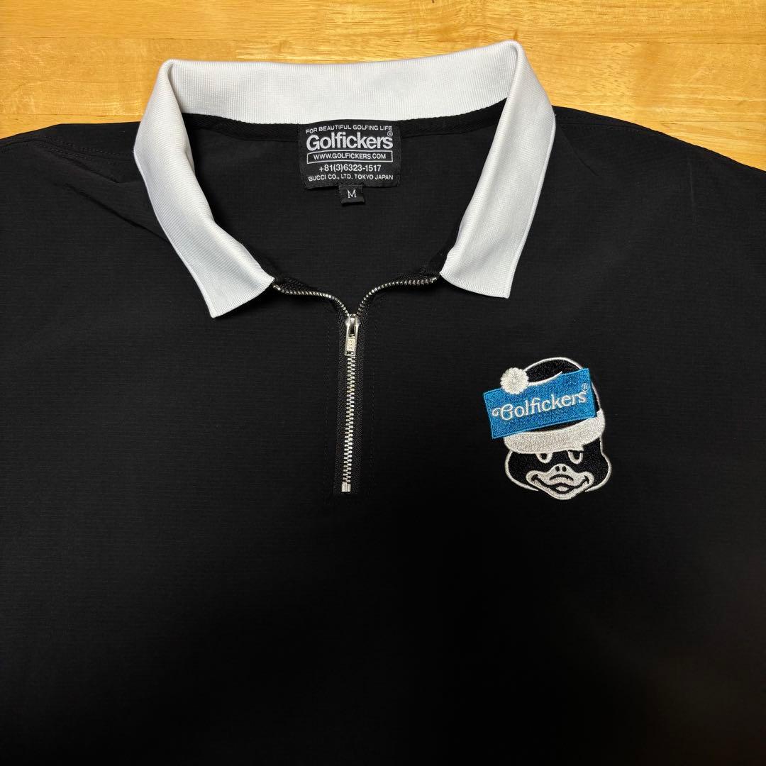 ゴルフィッカーズ　GDO限定 ストレッチ ハーフジップ・ワイド半袖ポロシャツ