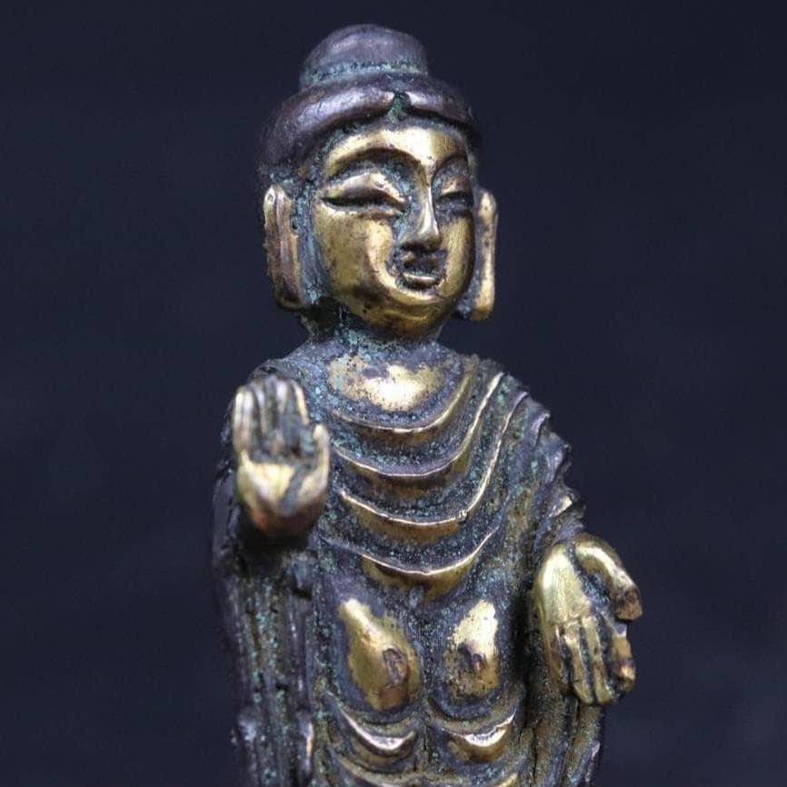 ◆金銅釈迦如来立像 新羅仏 仏像◆検）天平仏 飛鳥仏 高麗仏 百済仏 空海