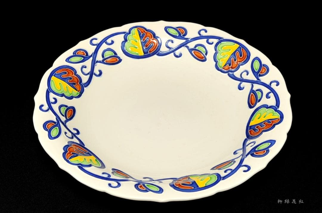 中村翠嵐 オランダ絵 交趾 皿 共箱 茶道具