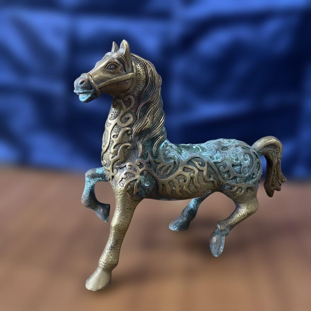 青金装飾馬のブロンズ彫刻