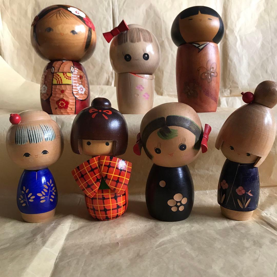 [タイムセール]こけしセット民芸品　置物　日本　人形伝統工芸品インテリア こけし