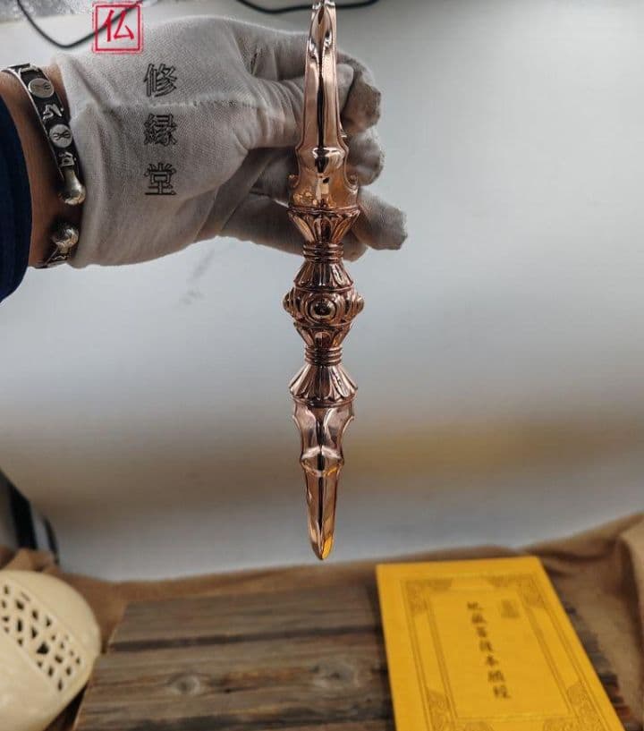 【修縁堂】真言宗 ブロンズ精研磨 飛行する 三鈷杵 金剛杵 仏教法具