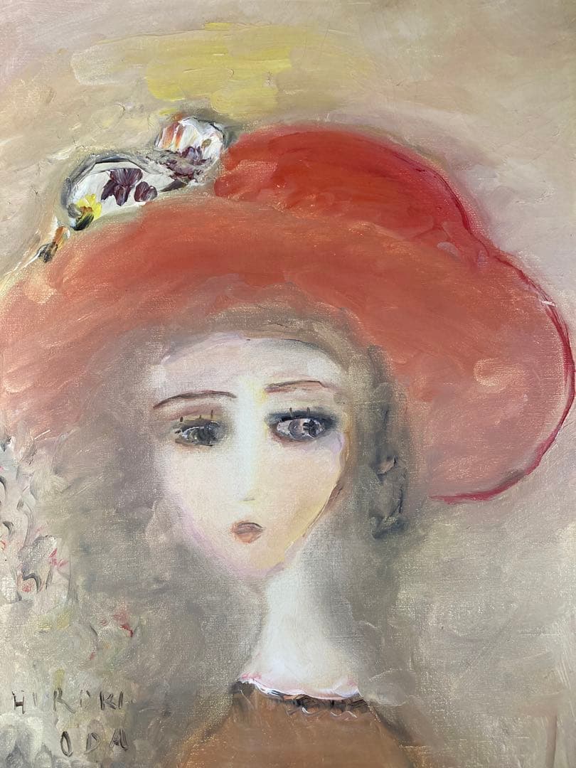 【真作保証】織田広喜「少女」油彩6号 直筆サイン 二科会 アンニュイ 絵画 美人