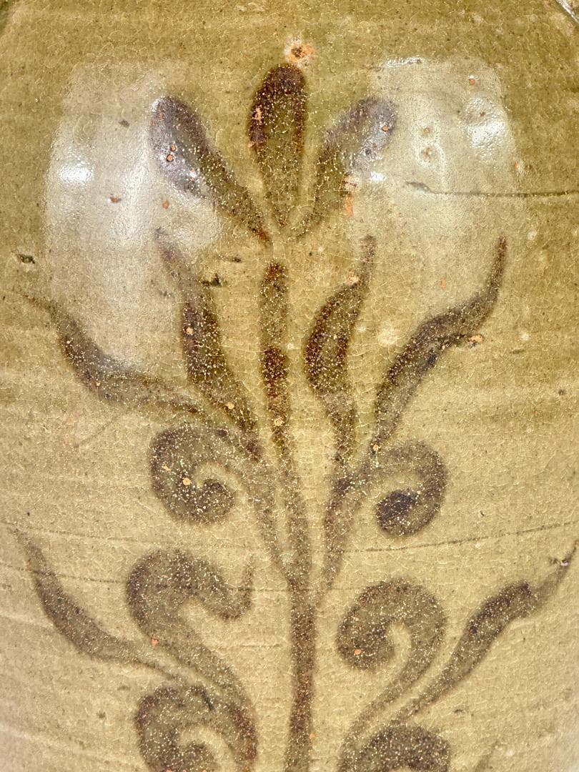 韓国美術　高麗～李朝時代　青磁　鉄絵唐草文　三獣頭壺　花瓶　時代物　古物