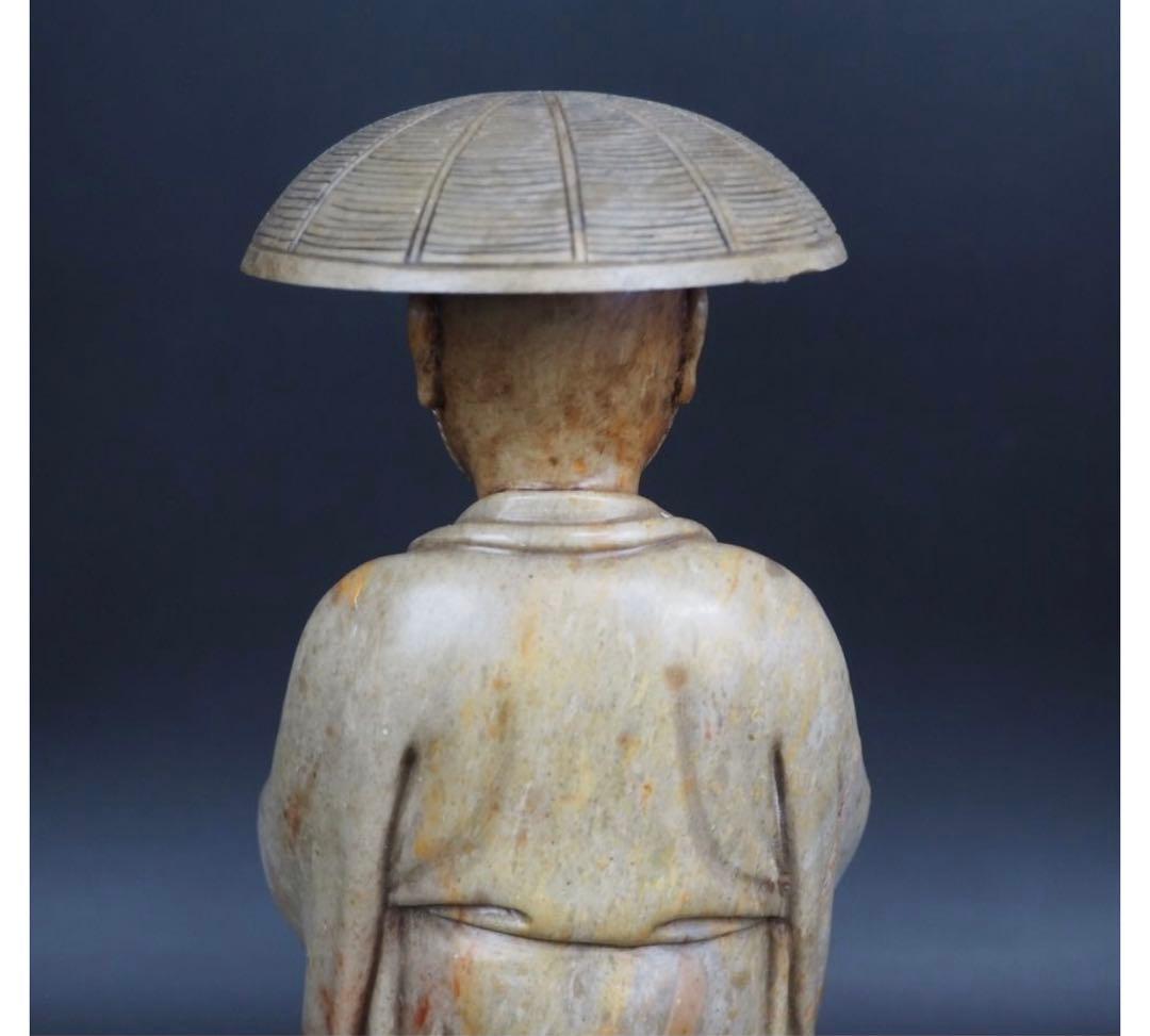 送料無料　寿山石細密彫刻　弘法大師像　高さ30ｃｍ