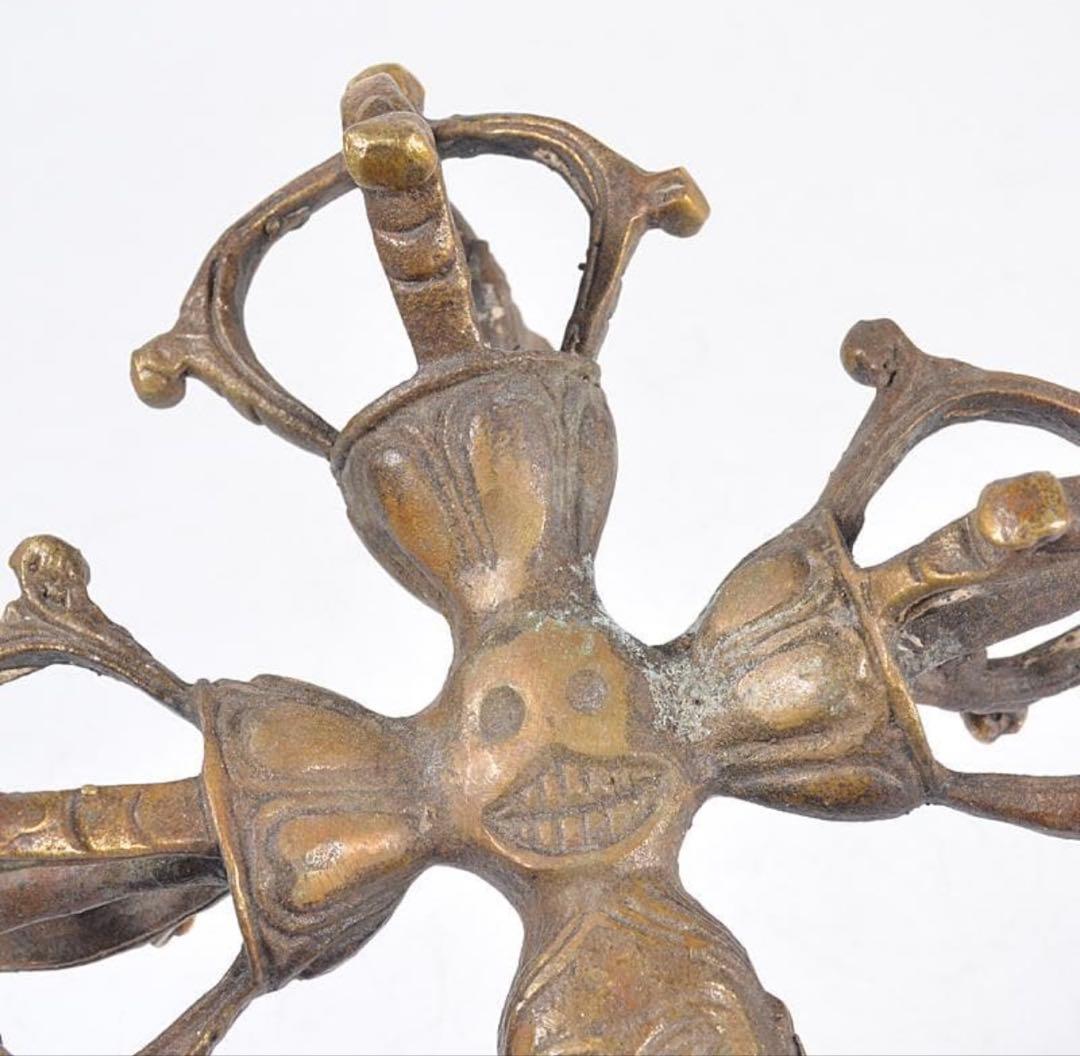 チベット密教法具　古銅鍍金 金剛杭　プルパ　骨董　アンティーク