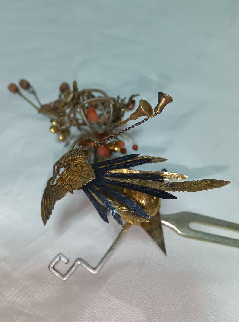 アンティーク　銀びら　かんざし　色々とかんざし入れ　日本髪　珊瑚