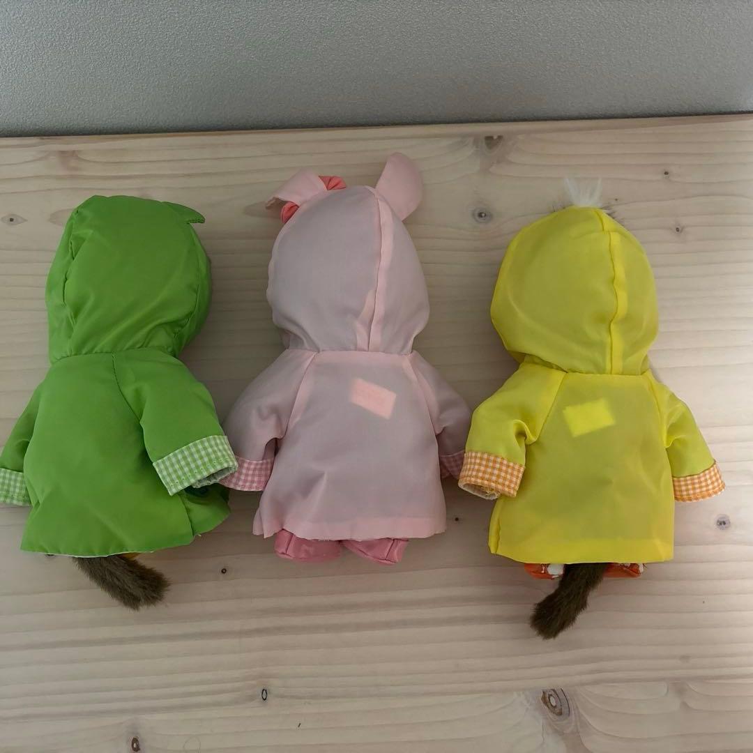 希少　雨の日のカッパを着たモンチッチ３点セット