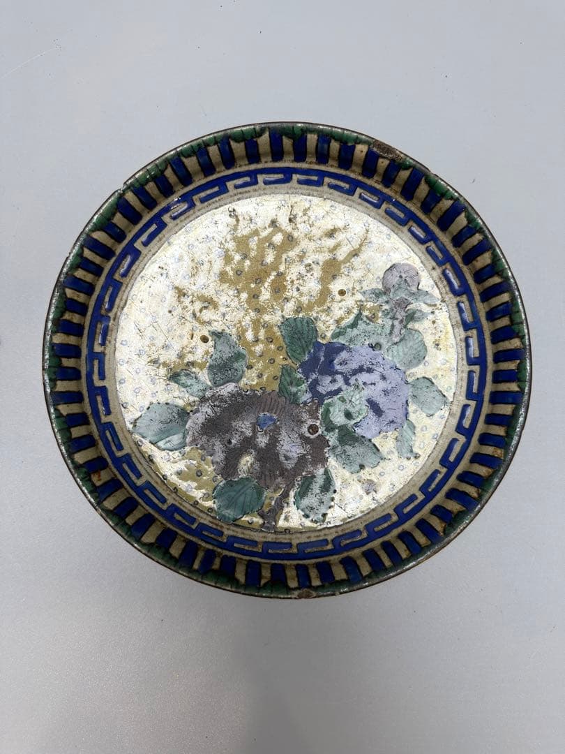 古九谷 花紋 皿 幅19cm 時代