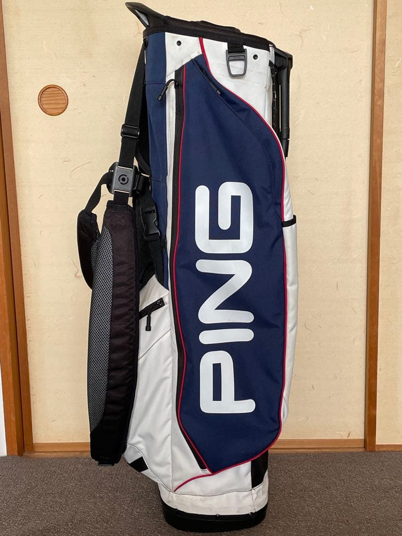 マサシ PING スタンド式ゴルフバッグ ネイビー/ホワイト