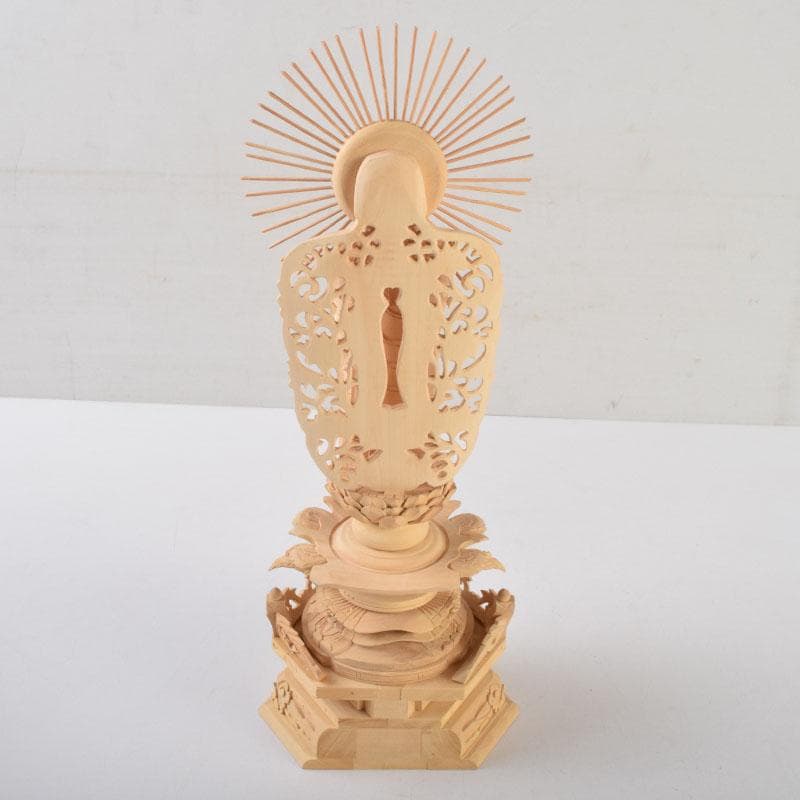 仏教美術　柘植彫刻　西立弥陀像　仏像　華鬘台　C　9122