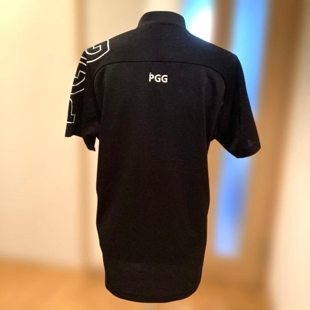 ＊PGG (パーリーゲイツ)メンズ　半袖ハーフジップ　半袖シャツ ブラック