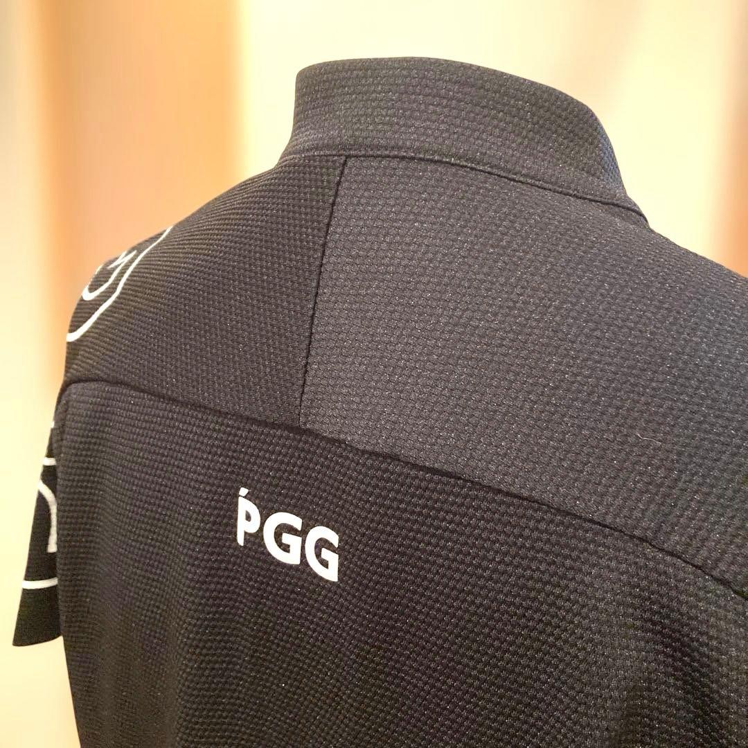 ＊PGG (パーリーゲイツ)メンズ　半袖ハーフジップ　半袖シャツ ブラック