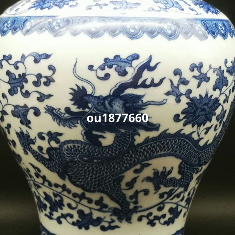 青花龍紋将軍壺 景徳鎮 陶磁器 装飾品 現代工芸品 美術品 置物