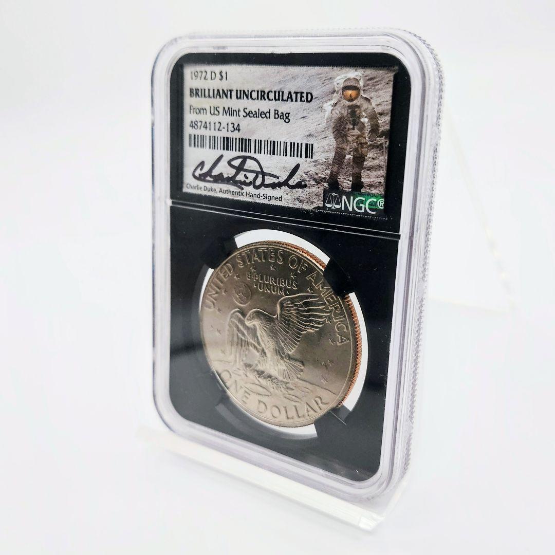 1972年 アイゼンハワー1ドル☆サイン入り☆NGC鑑定品