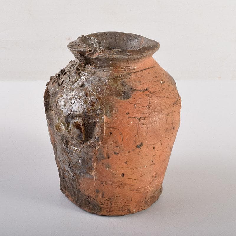 信楽焼　古信楽　蹲（うずくまる）壺　小壺　時代箱　M　R7874C